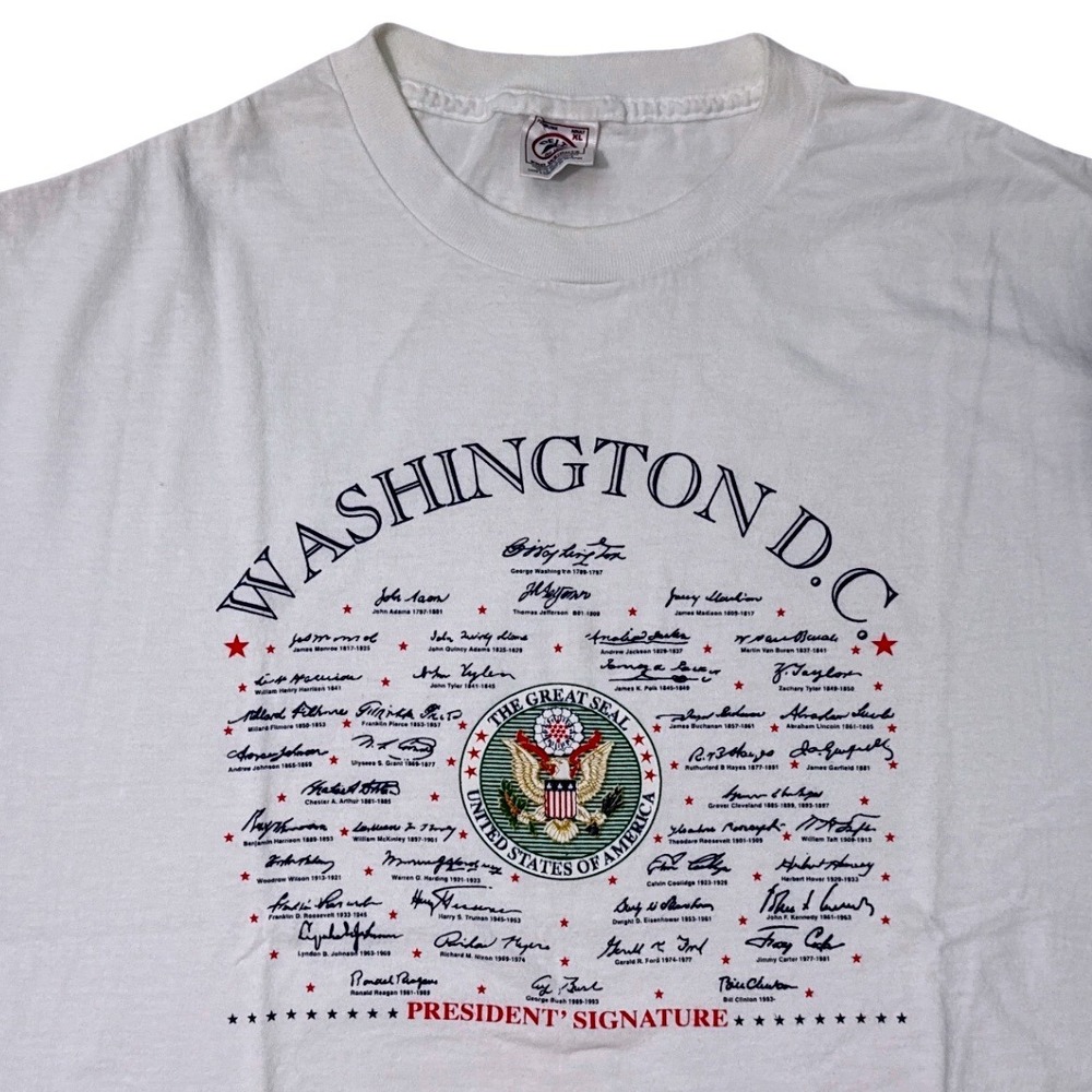 Delta Pro Weight Washington DC US President Signatures Graphic Tee White XL - Picture 2 of 6